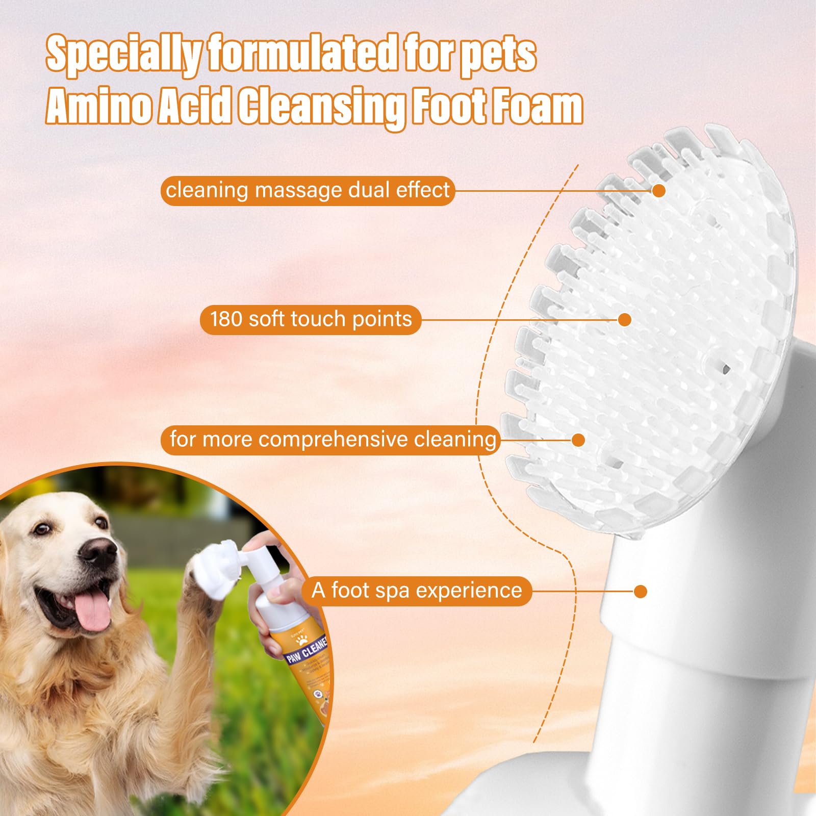 GJYC PET paw cleaner foaming cleanser enables no-rinse cleanup.
