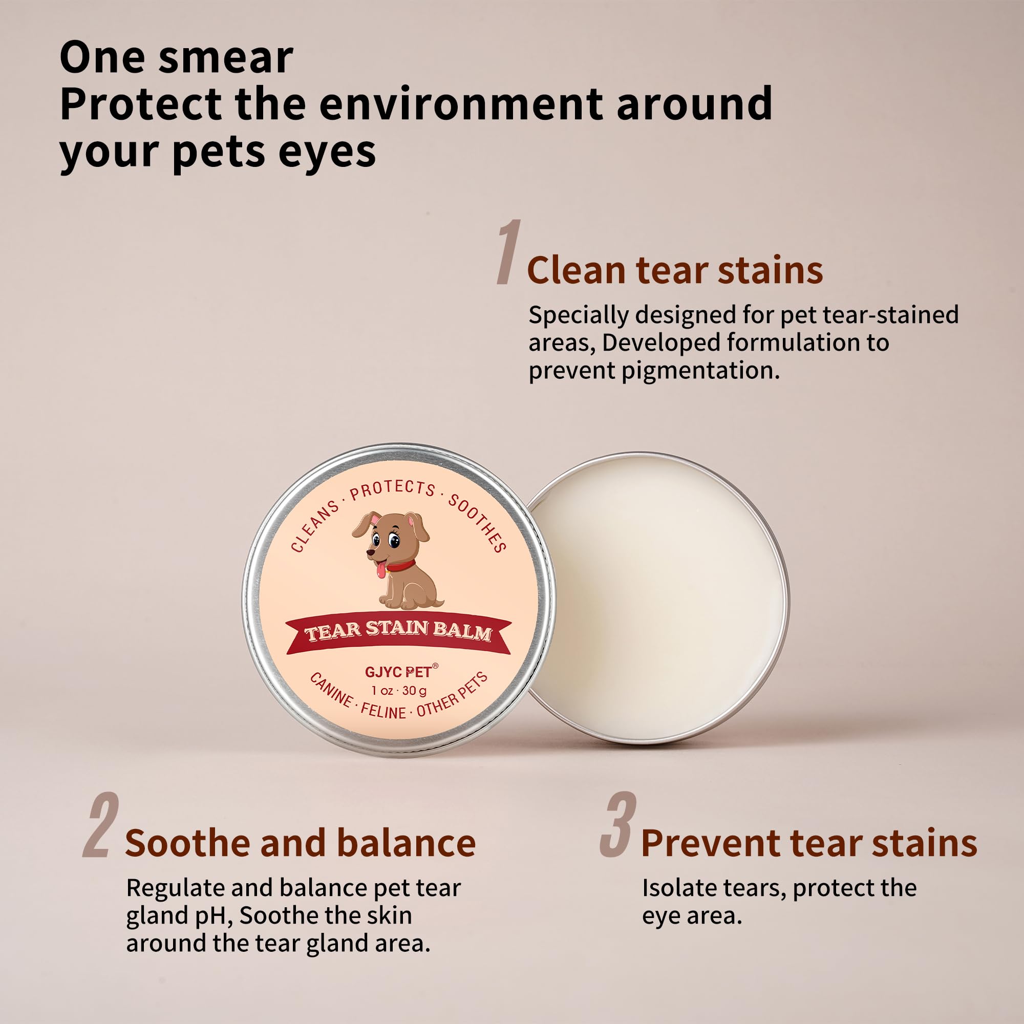GJYC PET Balm natural ingredients highlight fruit extracts for mild care.
