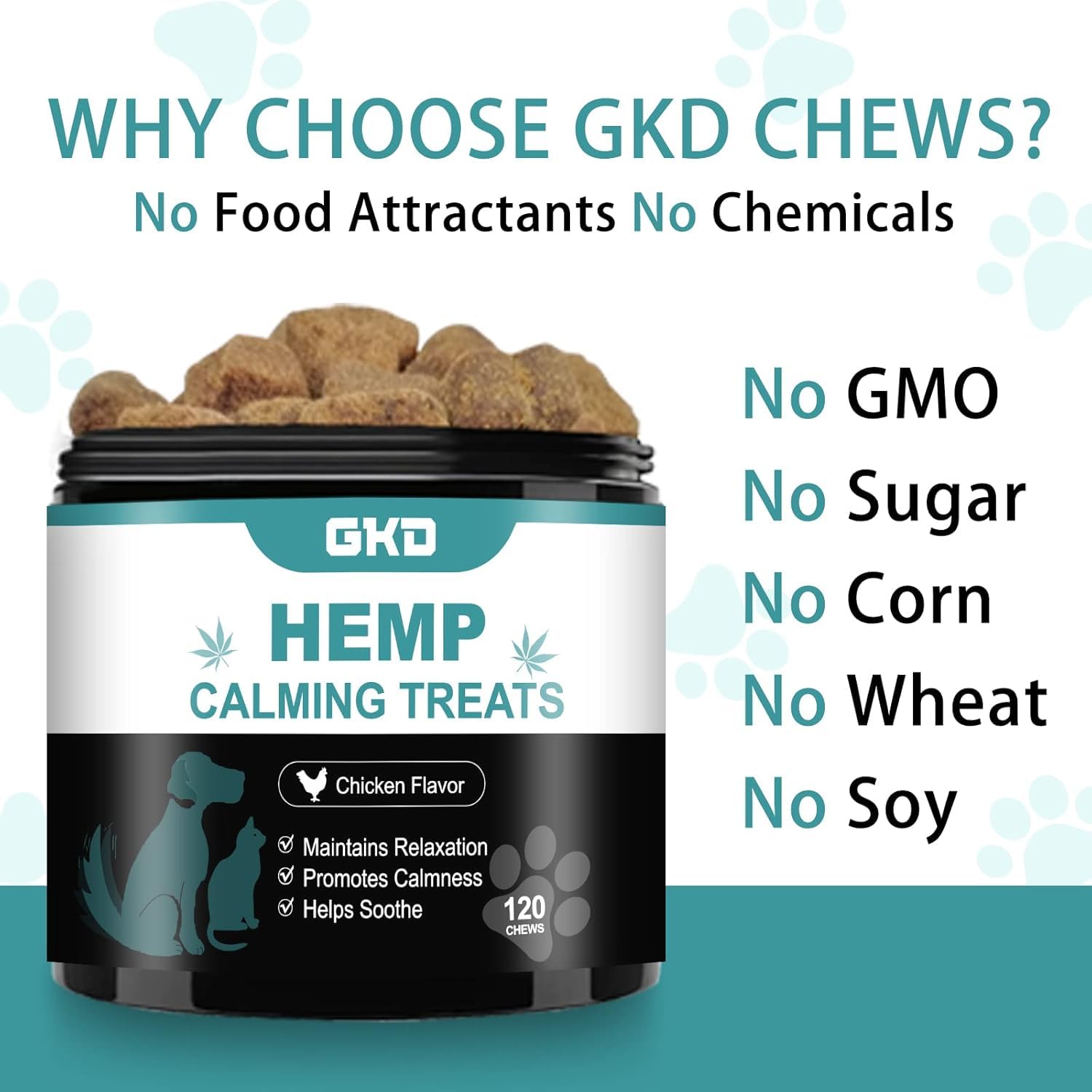 Travel-ready calming chews arranged for car rides and separation moments.