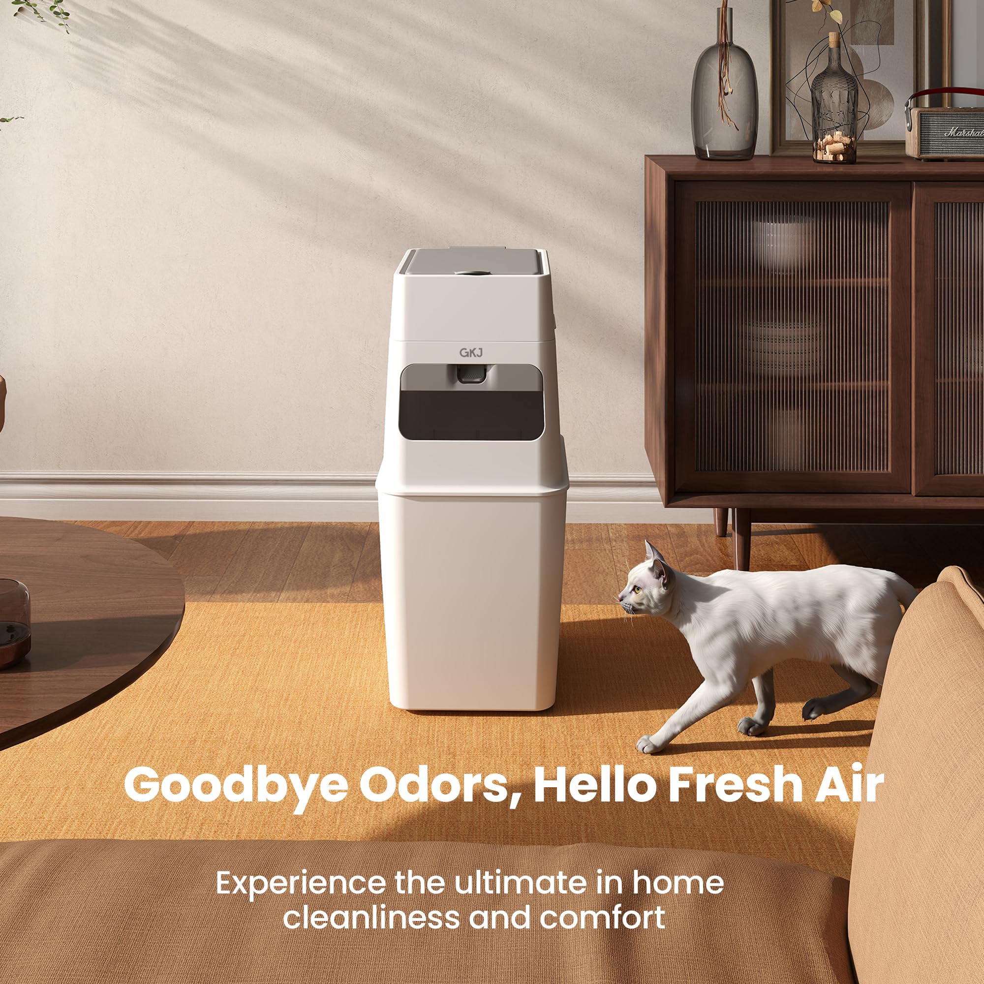 GKJ Cat Litter Trash Can 3-step use simplifies disposal.