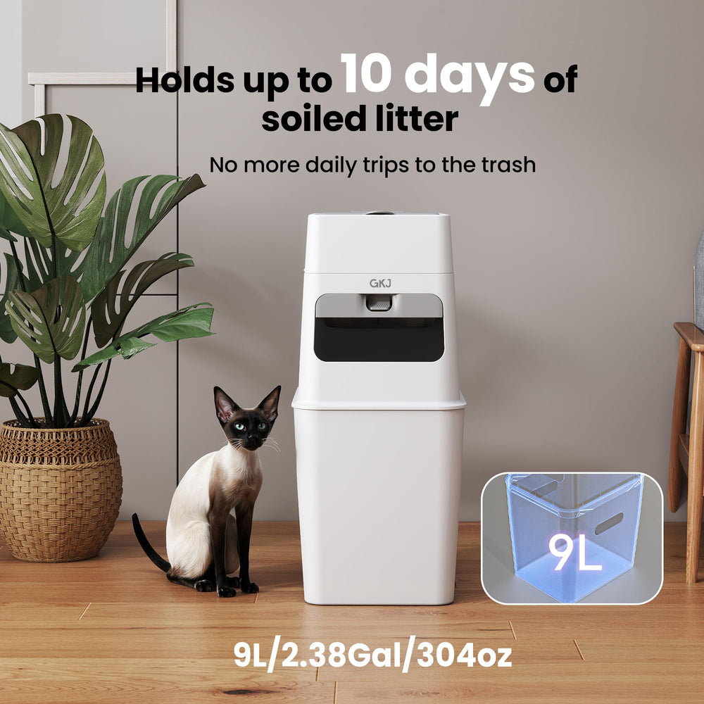 GKJ Cat Litter Trash Can interior bin reveals easy scoop-and-drop disposal.