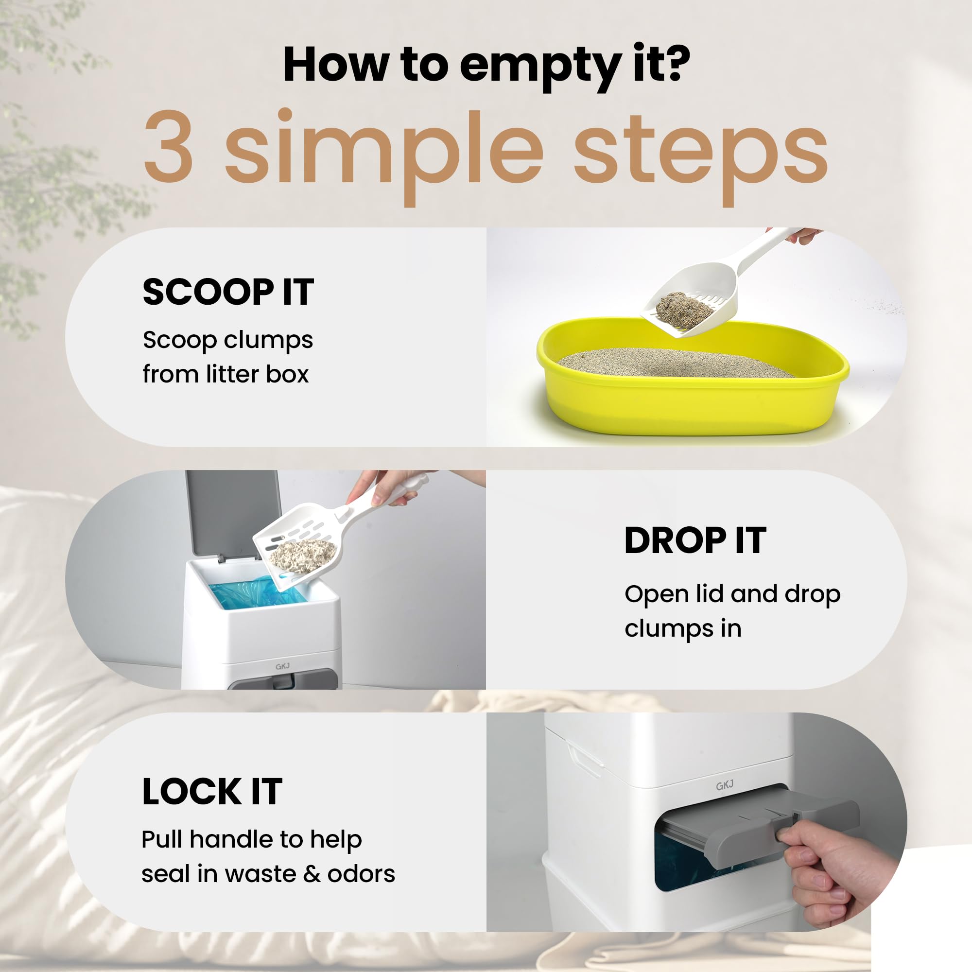 GKJ Cat Litter Trash Can refill bag shows long-lasting supply.