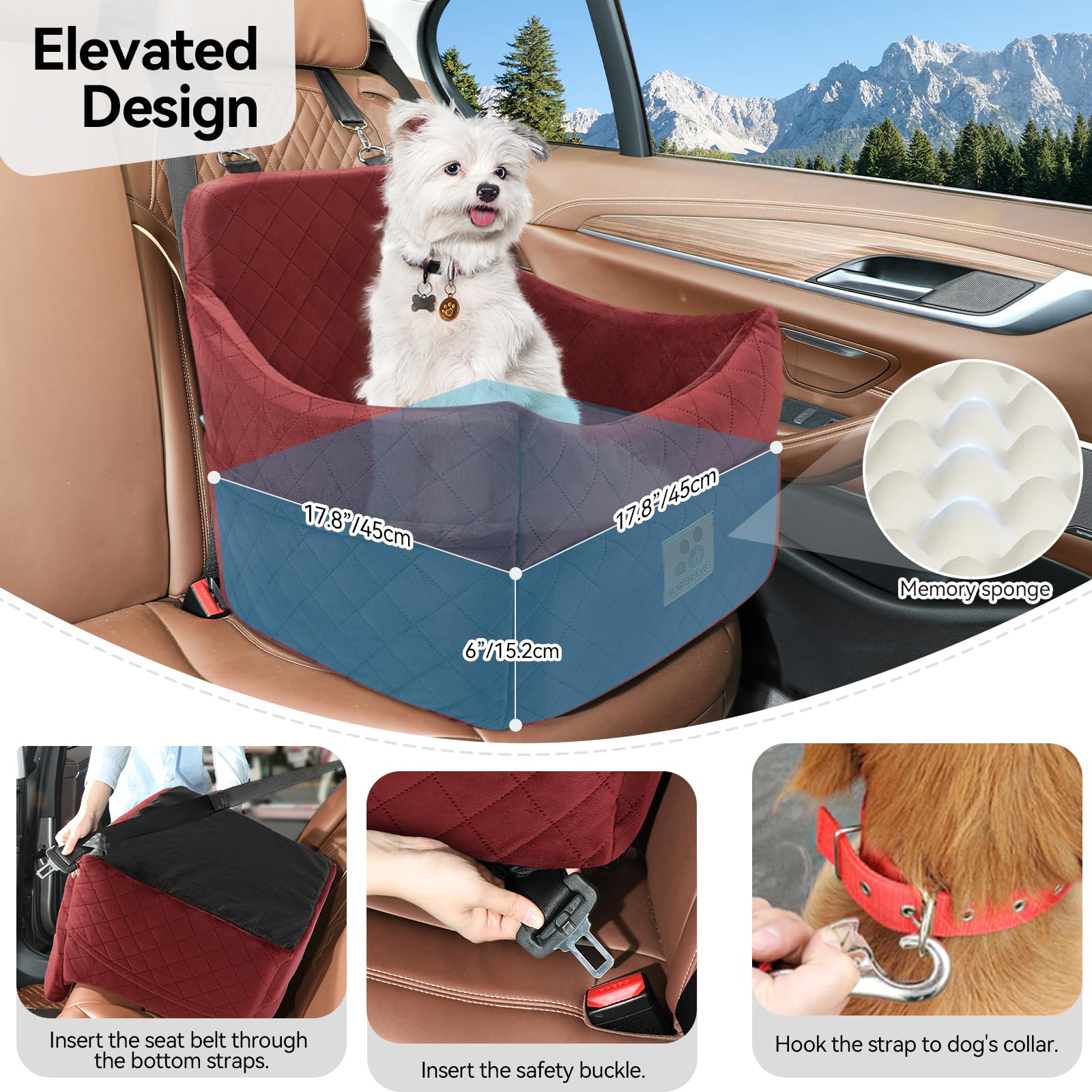 GL GLENSLAVE dog car seat dimensions indicate fit for small to medium dogs