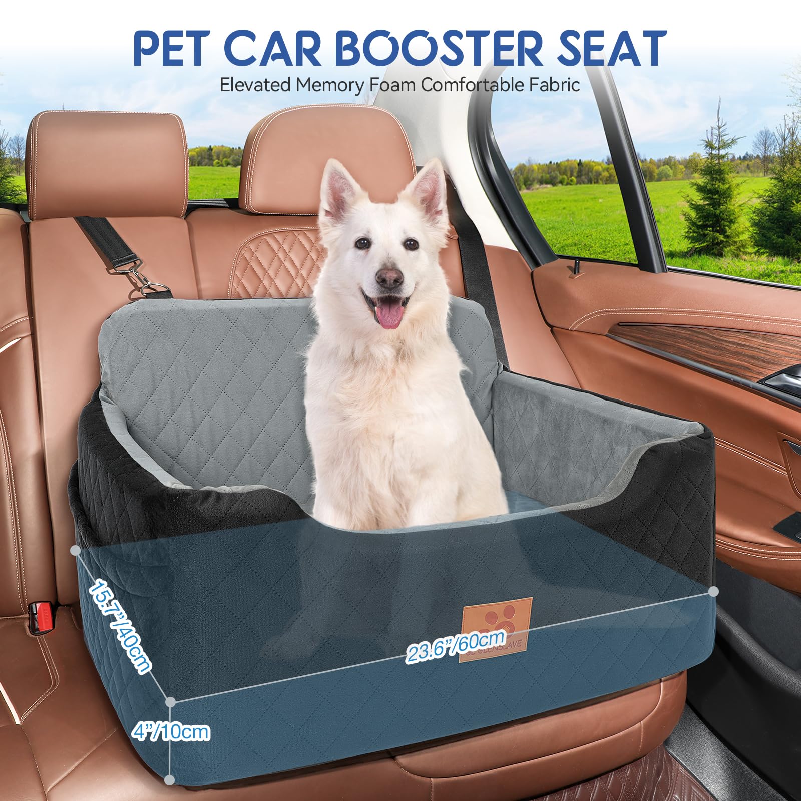 GL GLENSLAVE large-size car seat fits medium to large dogs under 50lbs.