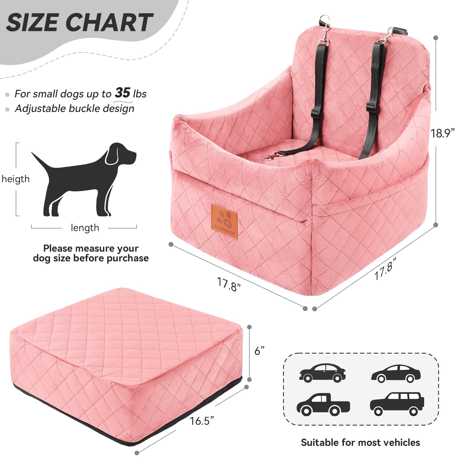 GL GLENSLAVE bottom eggshell cushion supports better view and reduces travel anxiety for pets