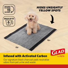 Glad for Pets jumbo training pads carbon layer close-up shows odor-absorbing technology.
