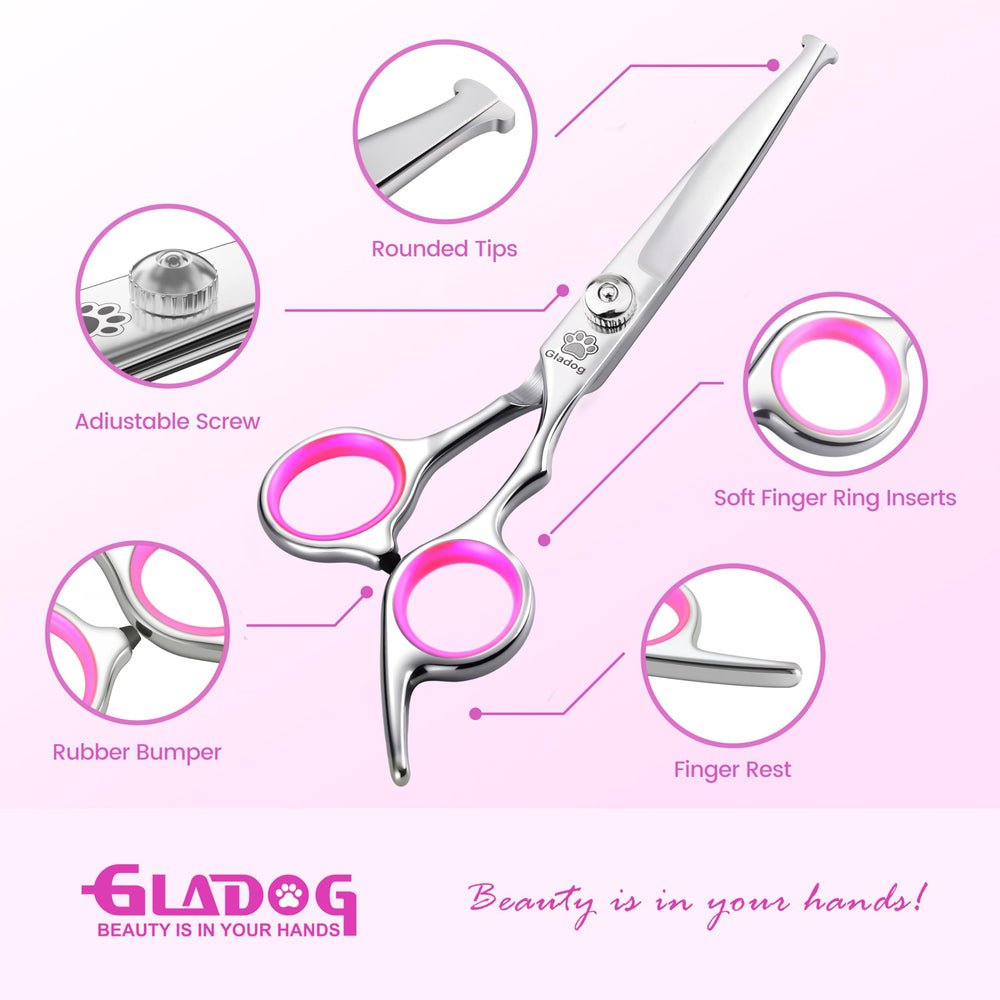 GLADOG 6.5-inch thinning shear, close-up, helps blend coats for a natural finish.