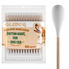 GLADOG 6-inch dog cotton buds with wood handle for gentle ear cleaning.