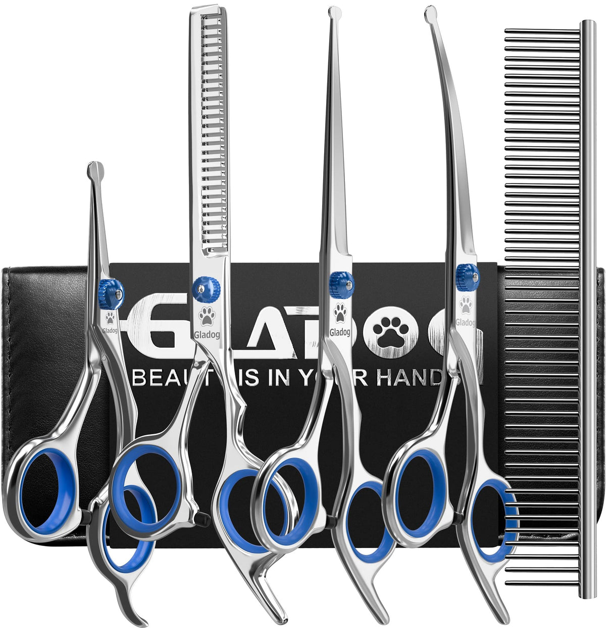 GLADOG grooming scissors kit ideal for precise face trims and safe grooming.