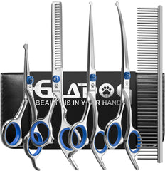 GLADOG grooming scissors kit ideal for precise face trims and safe grooming.