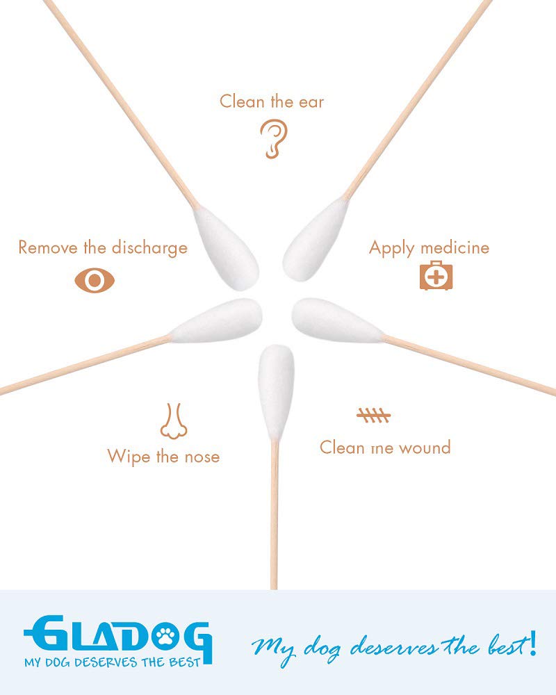 GLADOG durable cotton head stays intact for reliable ear-cleaning sessions.