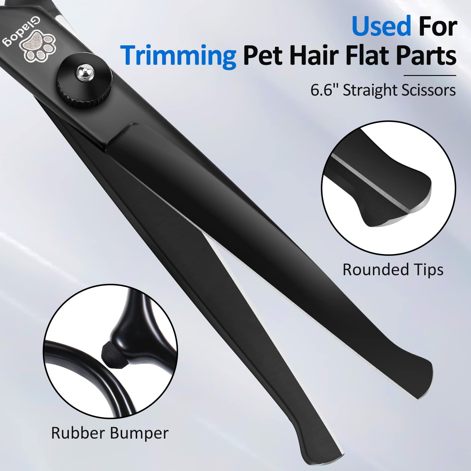 GLADOG straight scissor for clean, even cuts and professional edges