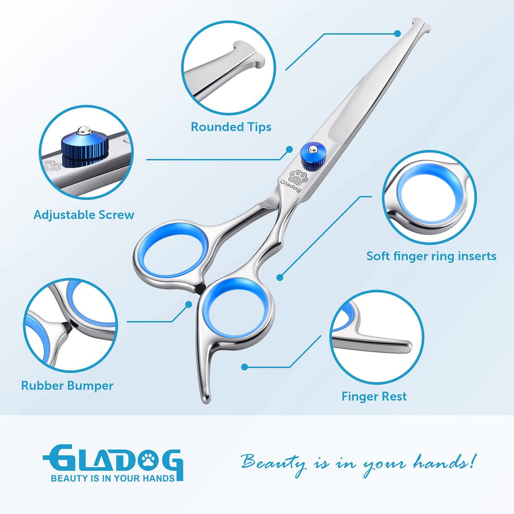 GLADOG tijeras curvas para contorno facial, ideales para zonas sensibles.