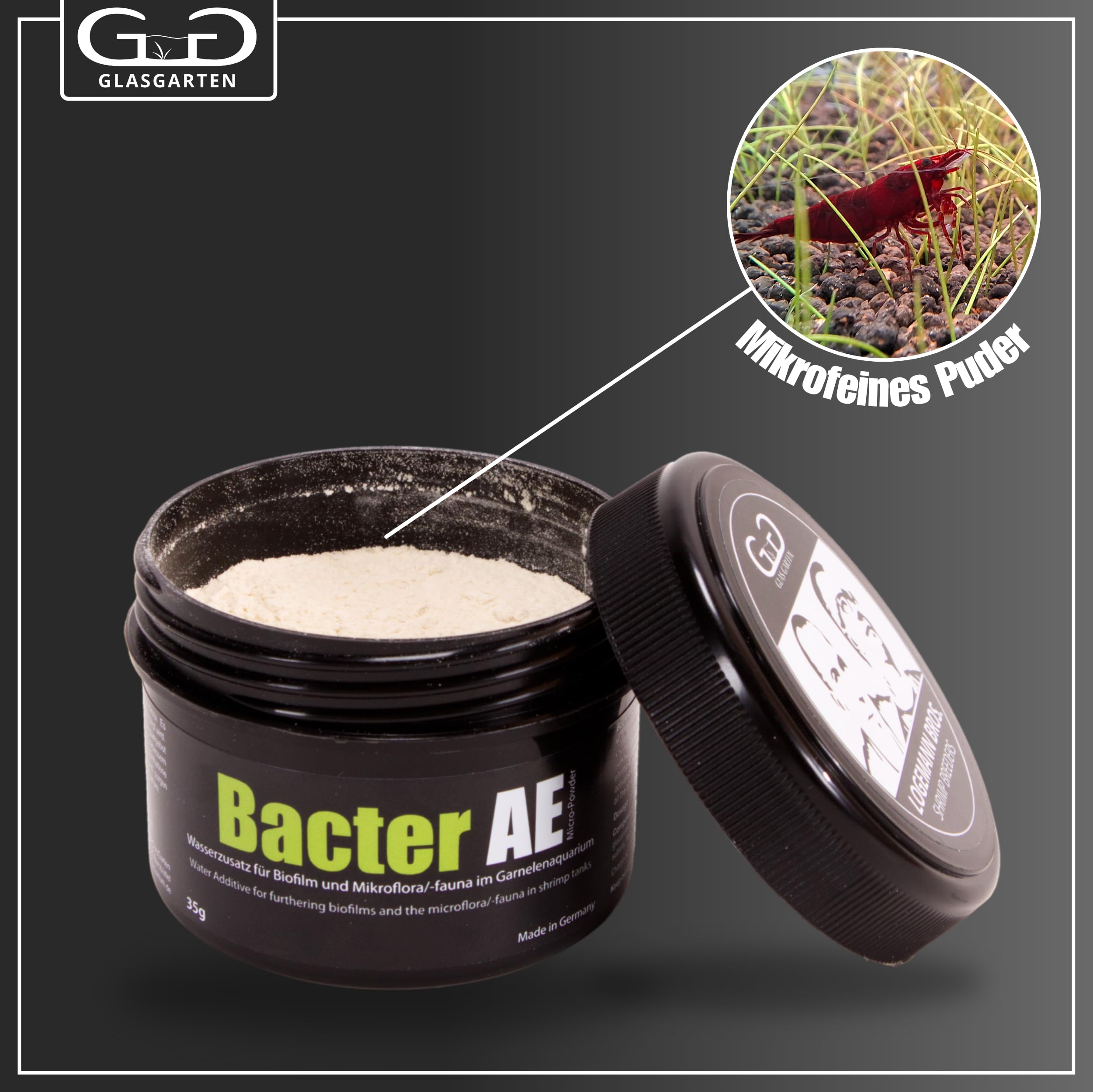 GlasGarten Bacter AE biofilm formation demonstrates a natural food source in tanks.