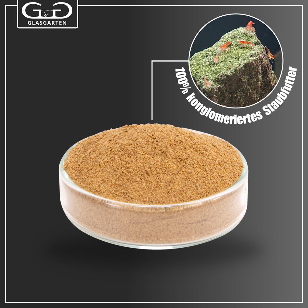 GlasGarten Shrimp Baby Food digestible granules form film on tank surfaces