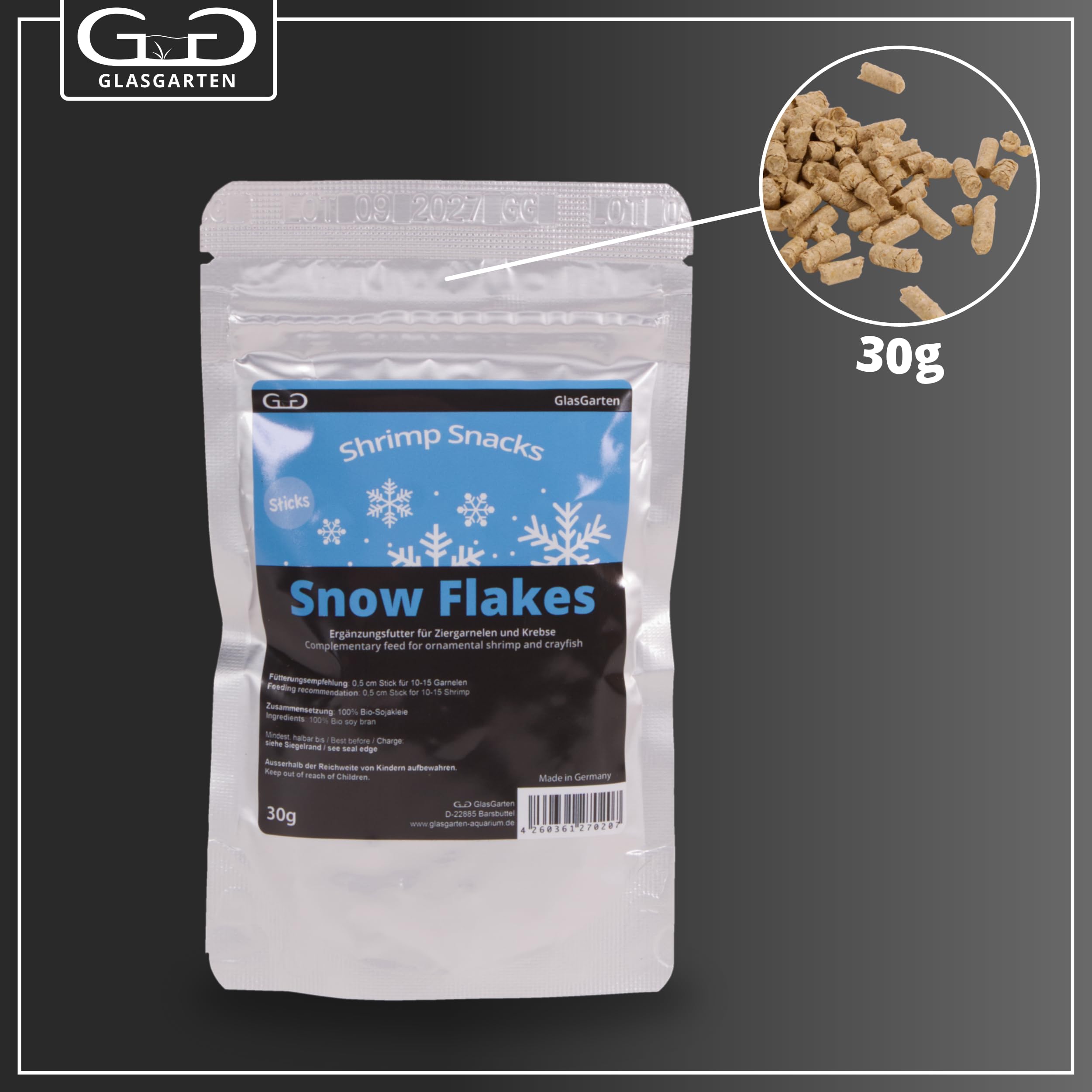 GlasGarten Snow Flakes dissolve into tiny crumbs in water for easy feeding