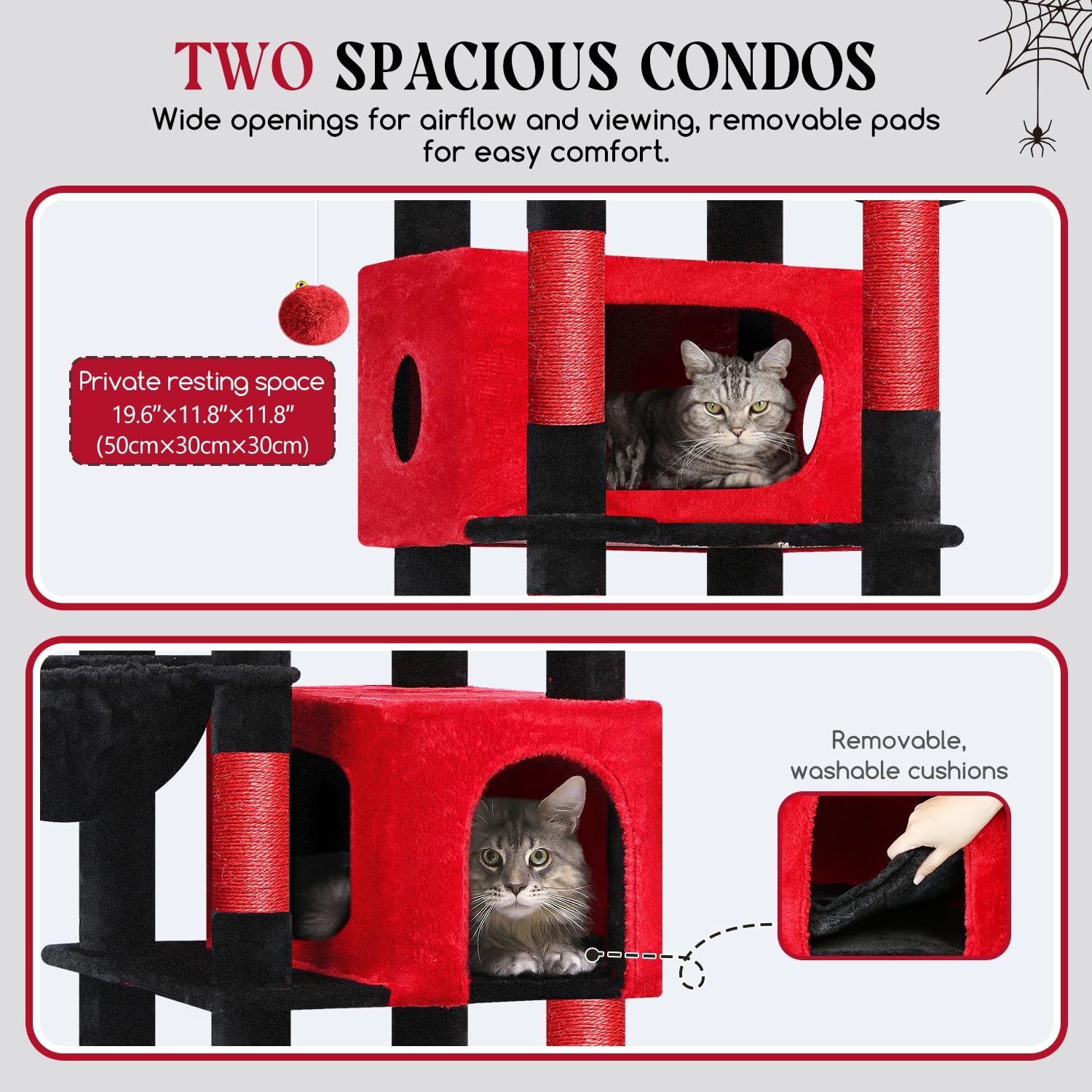 Globlazer Gothic cat tree 7-sisal-posts promotes healthy scratching and furniture protection.