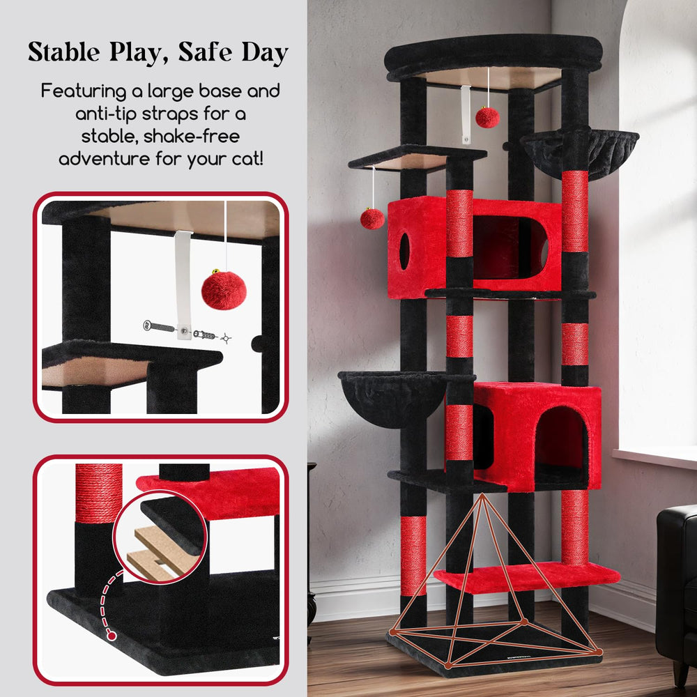 Globlazer Gothic cat tree enlarged-perch lets cats observe rooms from an elevated vantage.