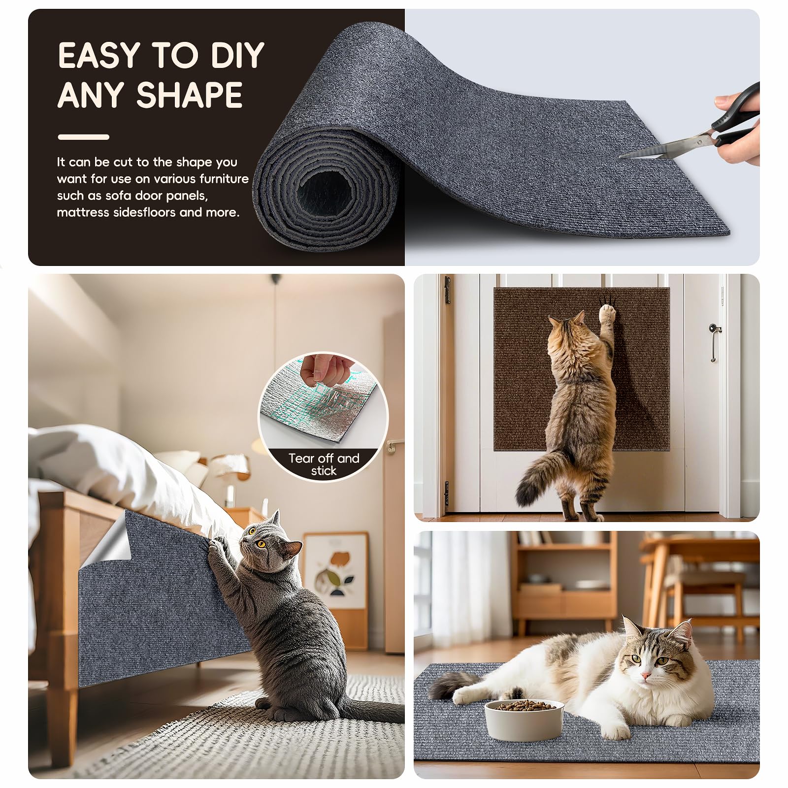 Gleedeal trimmable DIY scratch mat fits corners and cat trees