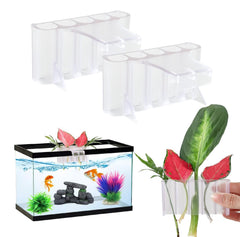 GLEFLE aquarium plant holder hanging cup side view demonstrates stable decorative setup.