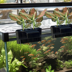GLEFLE aquarium plant holder side view showing sturdy hook design for stable installation