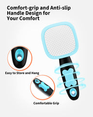 Glendan slicker brush ergonomic handle reduces hand fatigue.