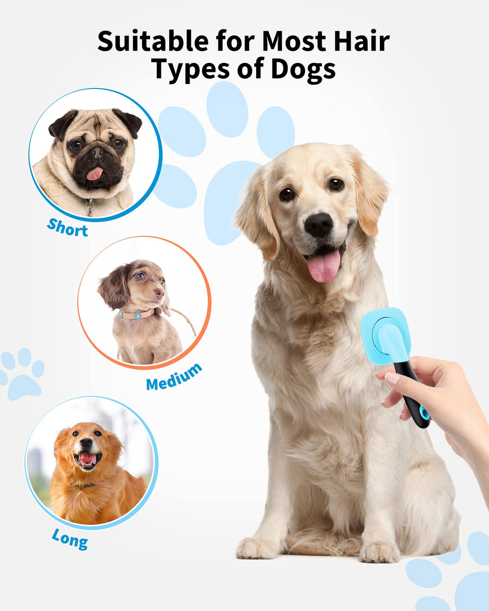 Glendan slicker brush massage particles provide soothing grooming session.