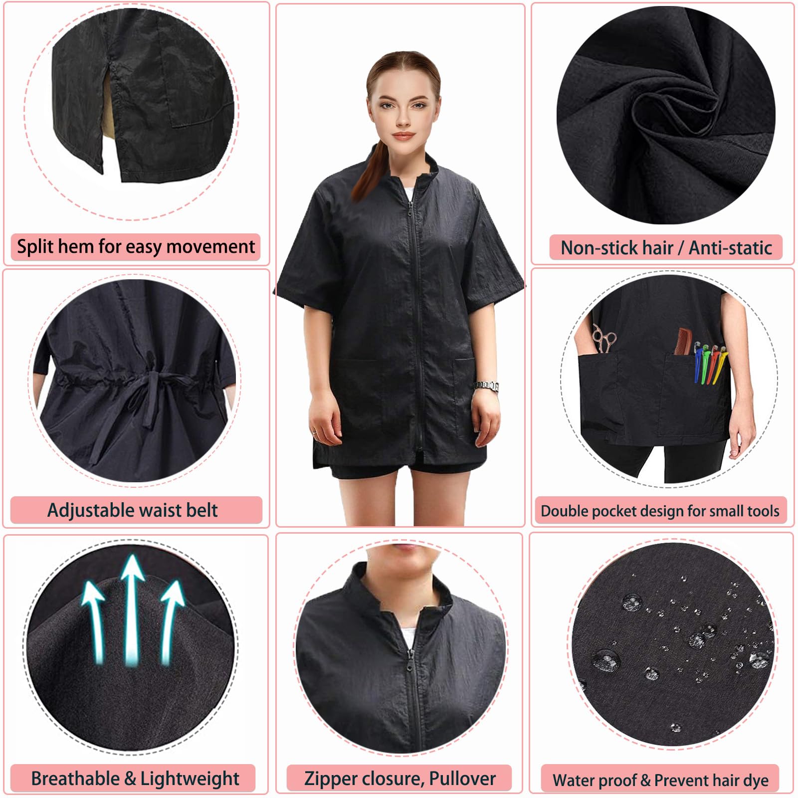 Gliitatu grooming smock full zip front enables quick dressing and removal.