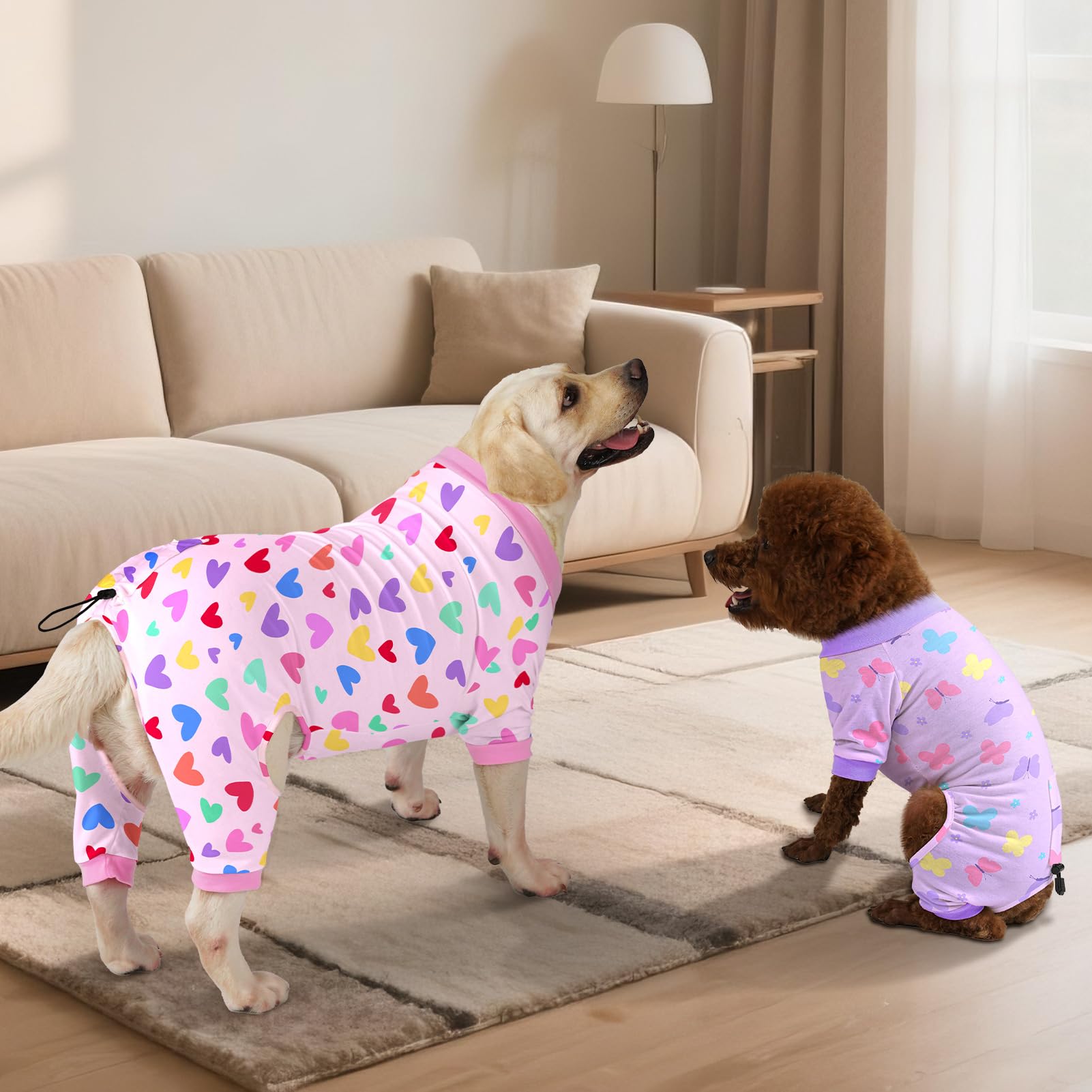 Glittme 2PACK dog pajamas back buckle adjustable for a better fit.