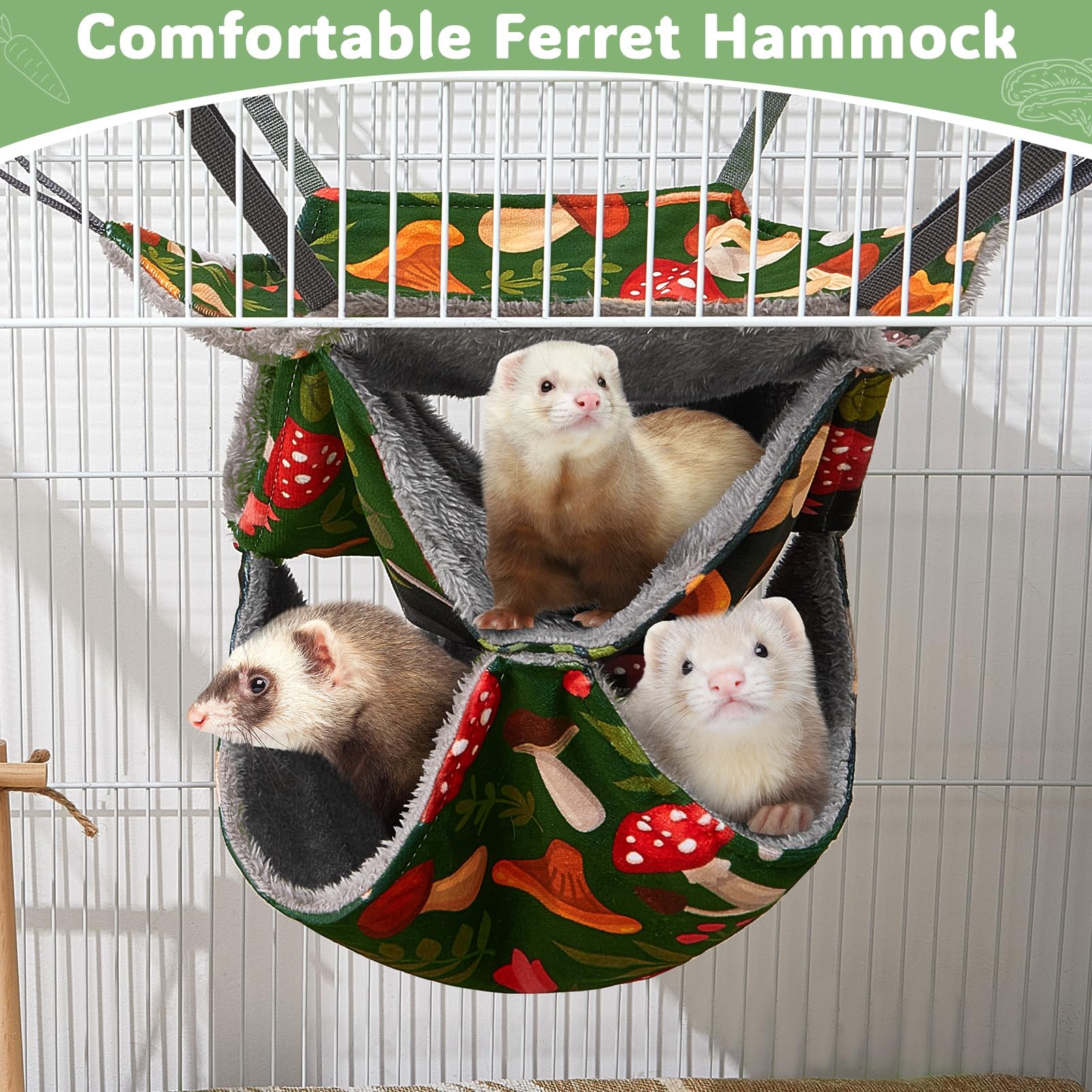 Glittme 3-layer ferret hammock middle play layer encourages safe play