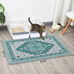 Glittme Cat Litter Mat 33x22 inches provides wide coverage under the litter box.