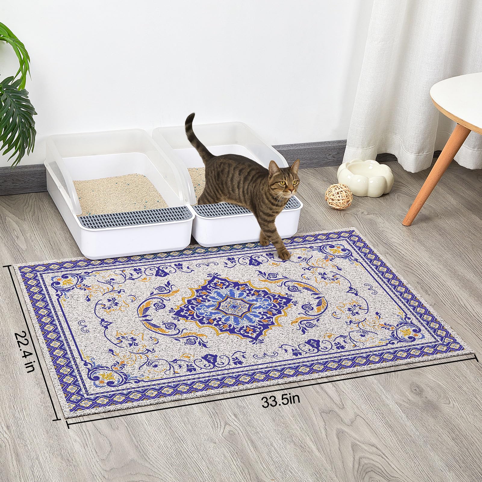 Glittme cat litter mat dense mesh traps litter efficiently to reduce mess.