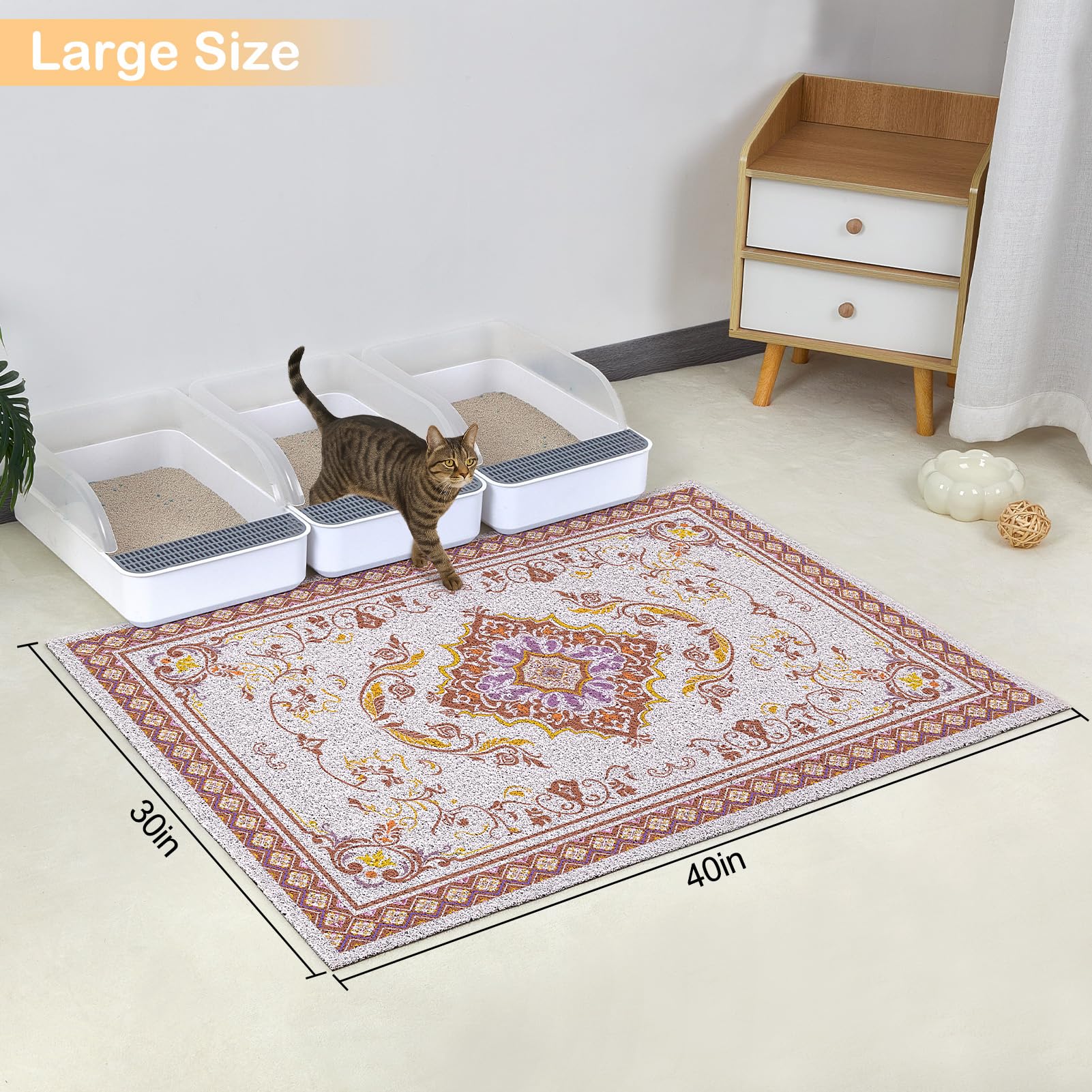 Glittme dense-mesh litter mat traps fine litter for a cleaner floor.
