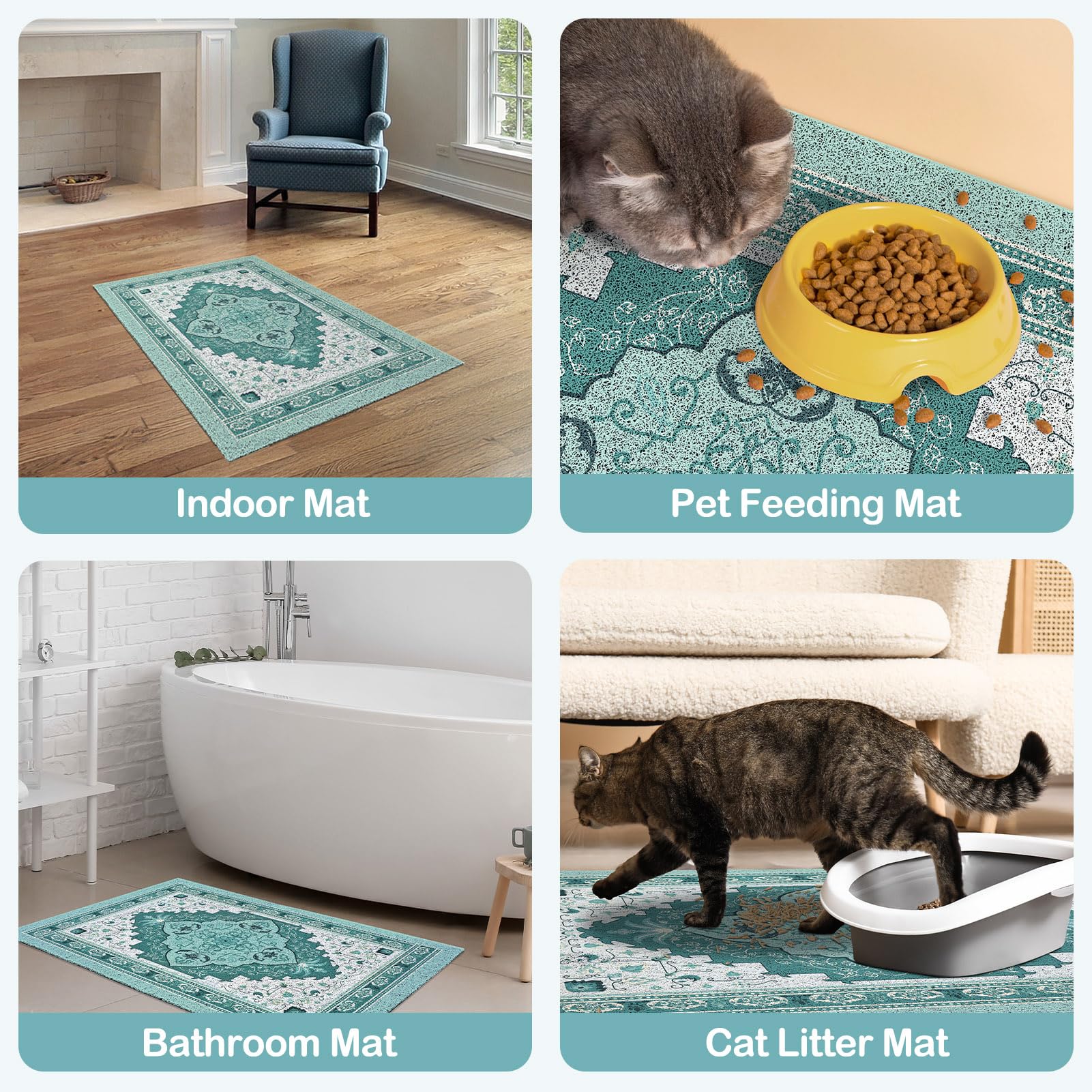 Glittme Cat Litter Mat dense mesh traps litter efficiently.