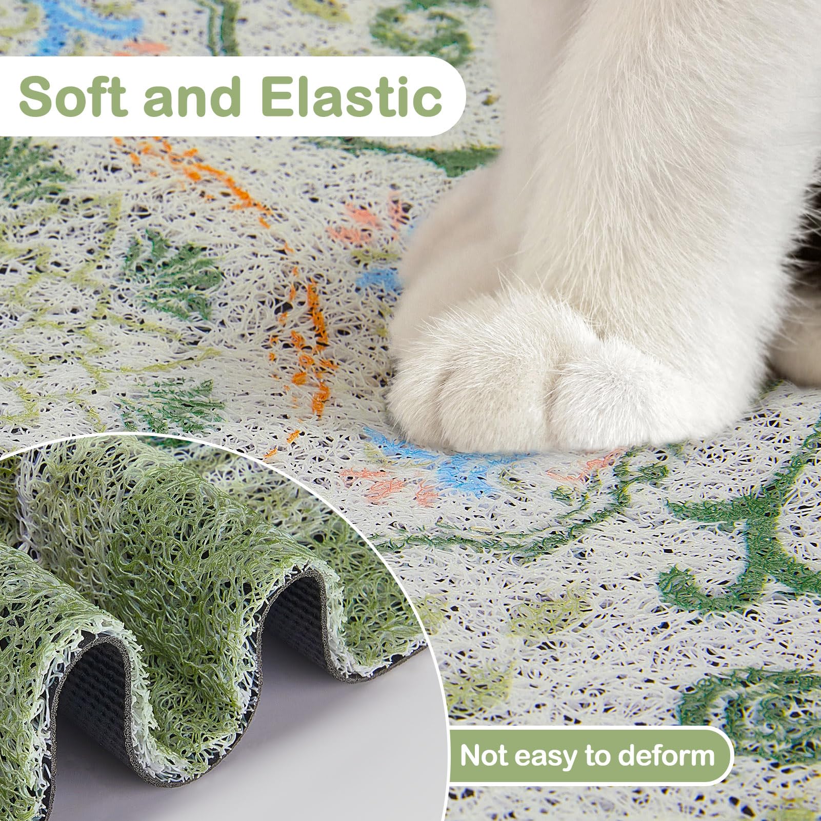 Glittme easy-clean litter mat supports vacuuming and hose rinsing.