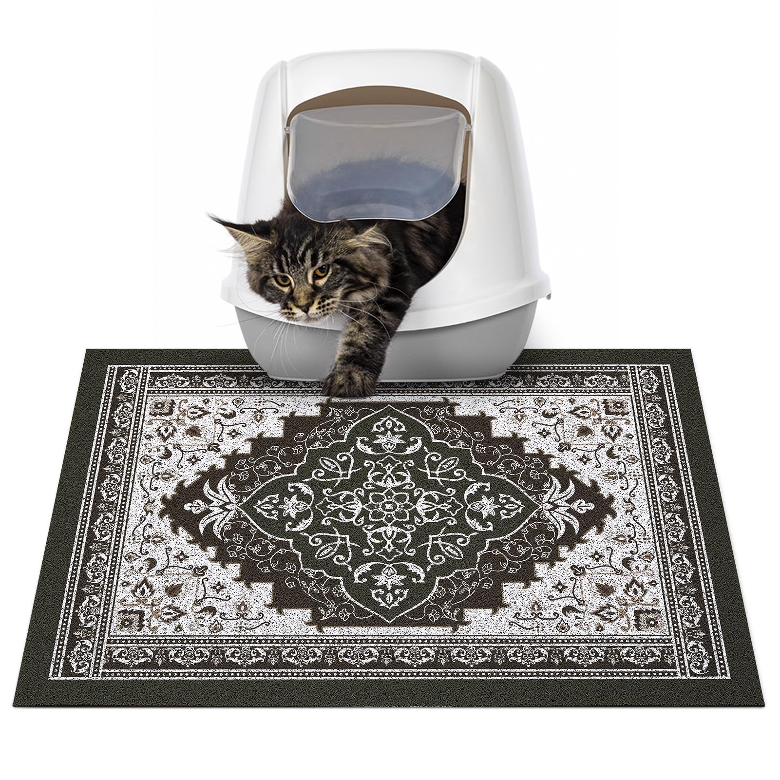Glittme cat litter mat front view showing 24x15 size for tidier floors