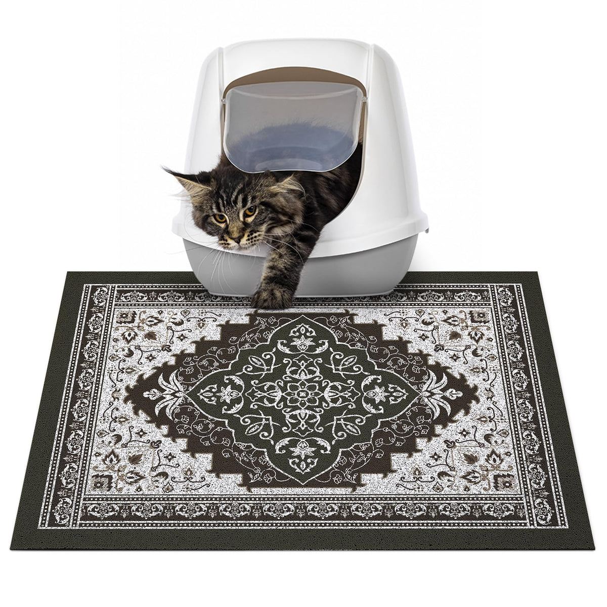 Glittme cat litter mat front view showing 24x15 size for tidier floors