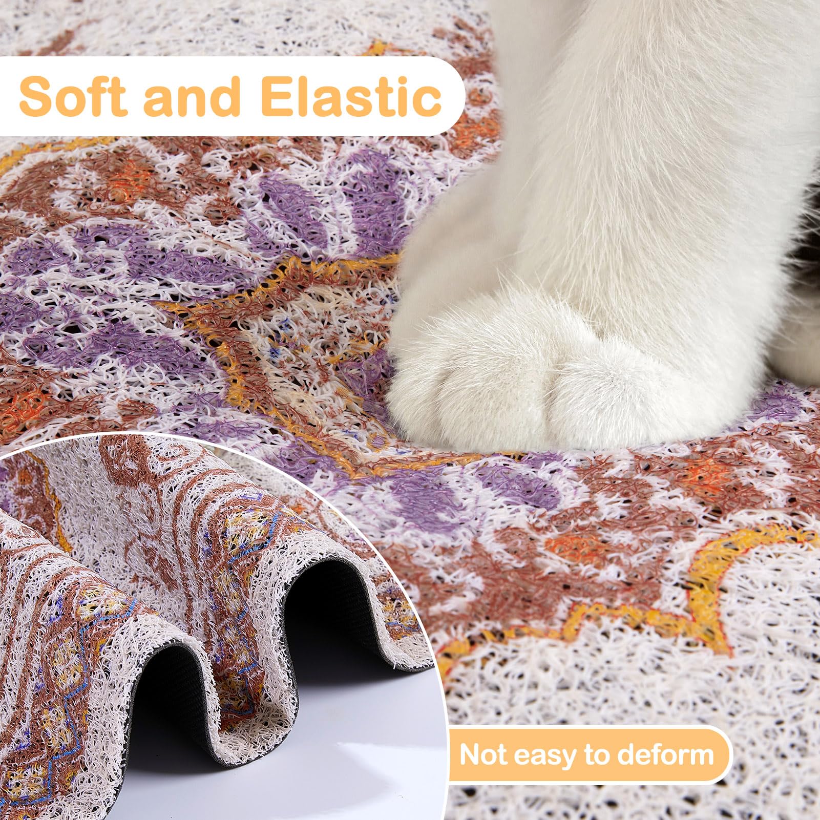 Glittme XL mat provides extensive coverage beneath litter boxes.