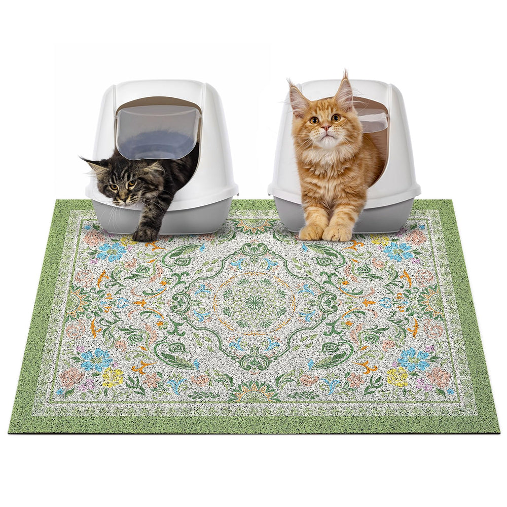 Glittme cat litter mat with non-slip bottom keeps the box steady and floors clean.