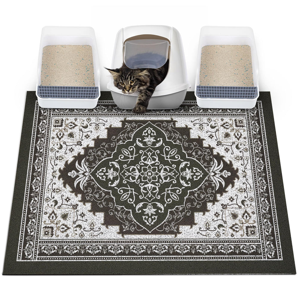 Glittme cat litter mat-non-slip-bottom keeps the box steady and floors cleaner.