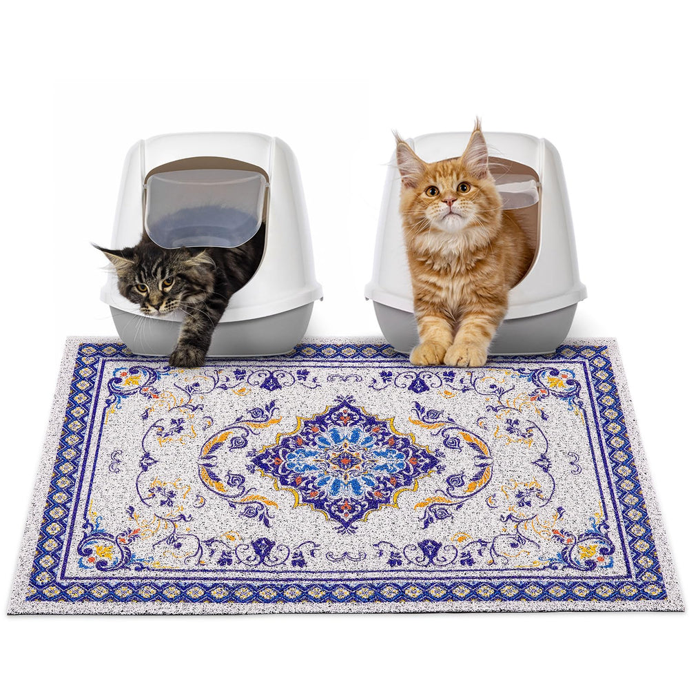 Glittme cat litter mat with non-slip bottom keeps the box steady and floors clean.
