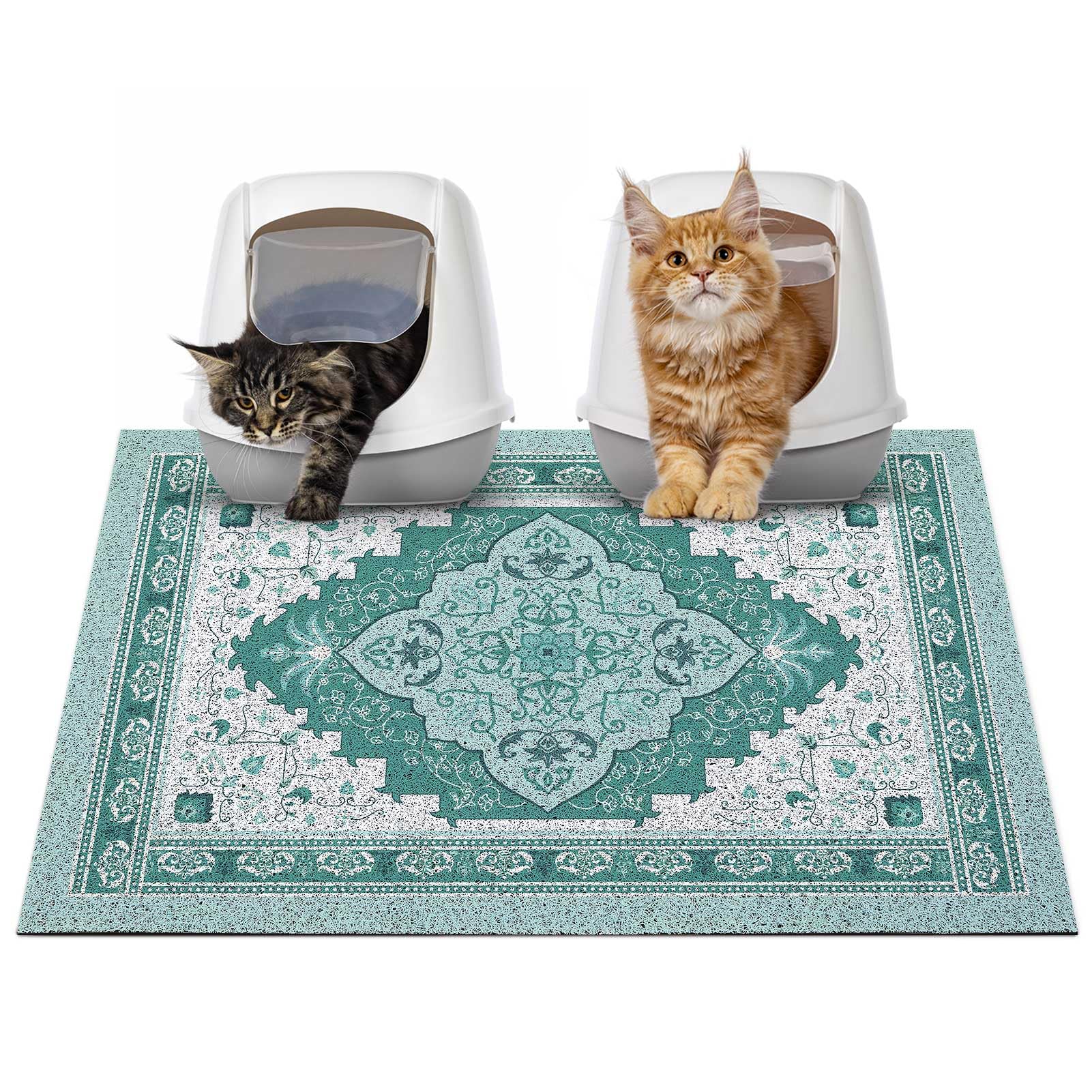 Glittme Cat Litter Mat with non-slip bottom prevents spills and protects floors.