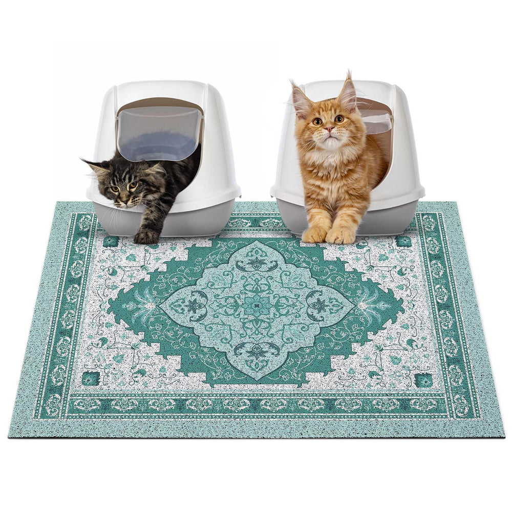 Glittme Cat Litter Mat with non-slip bottom prevents spills and protects floors.