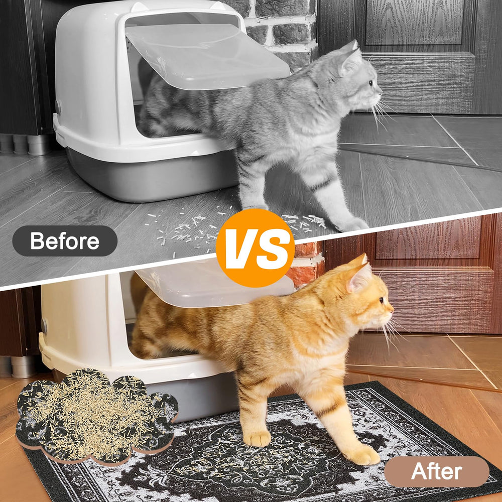 Glittme cat litter mat under litter box area captures spilling litter
