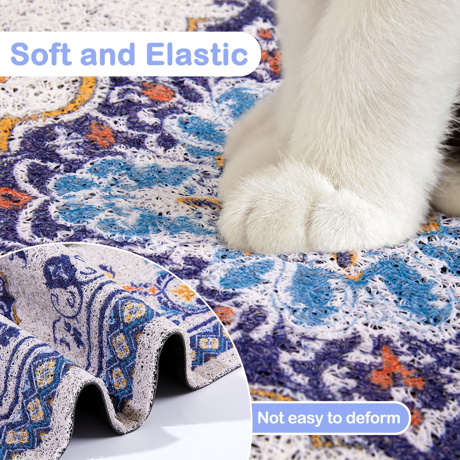 Glittme cat litter mat waterproof bottom protects floors from spills and accidents.