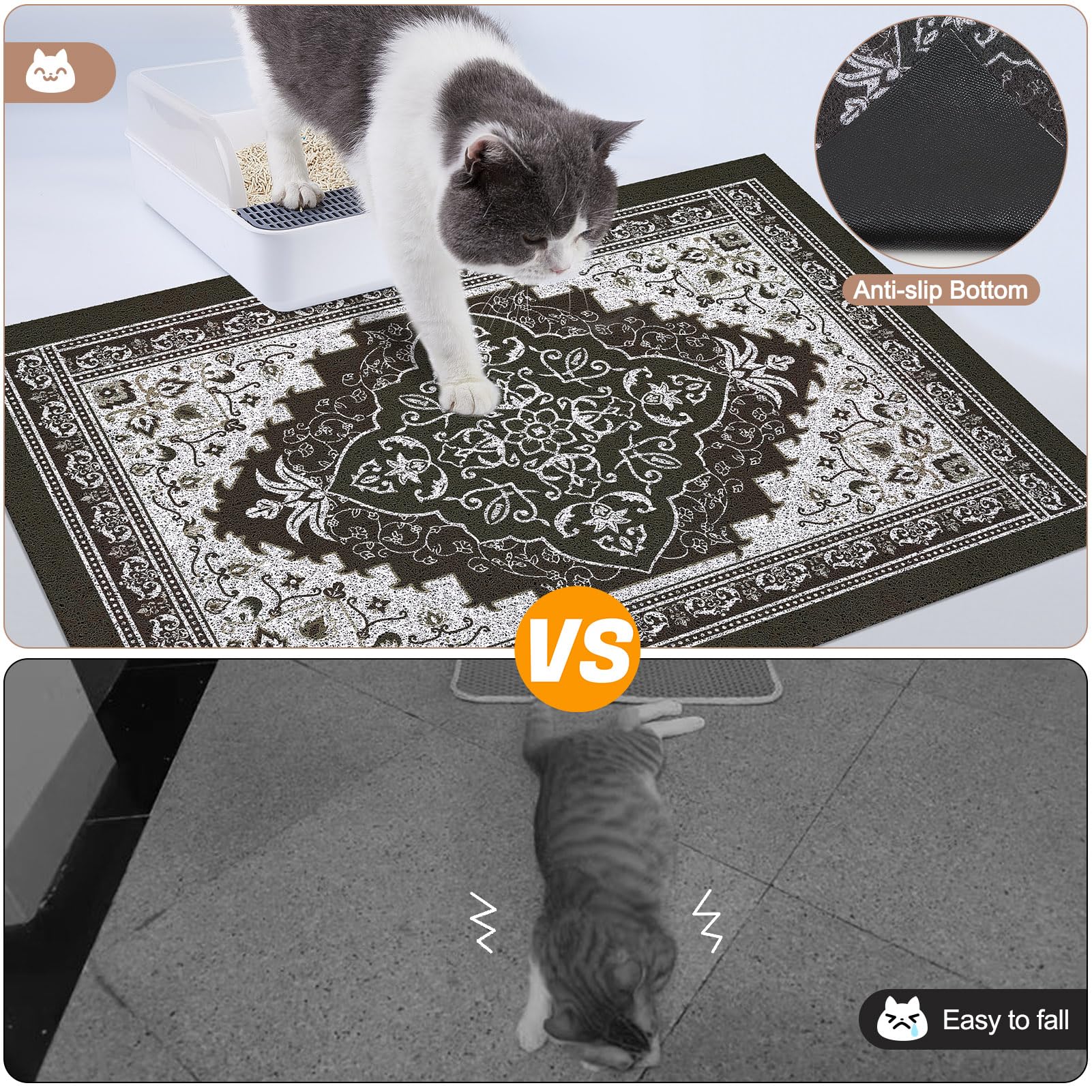Glittme cat litter mat waterproof bottom protects floors from splashes