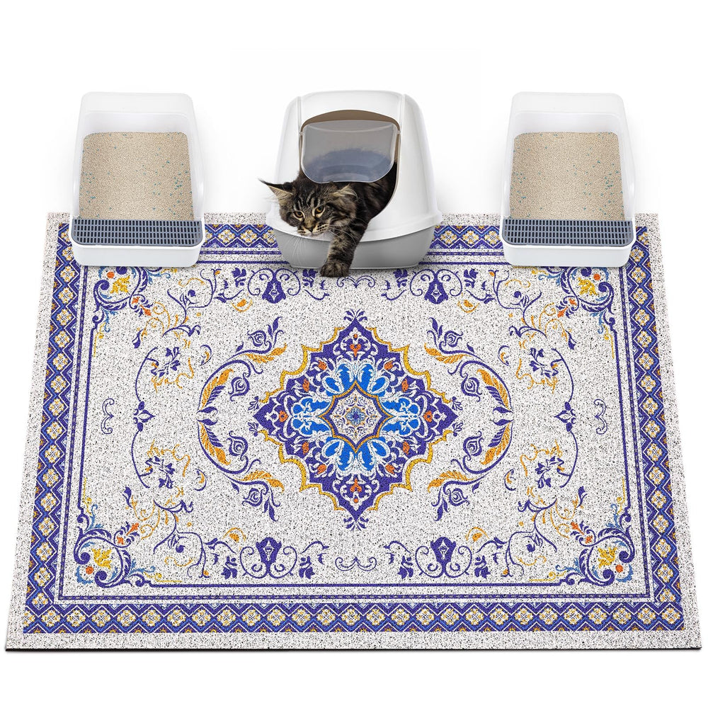 Glittme XXL cat litter mat front view showing broad coverage reduces mess