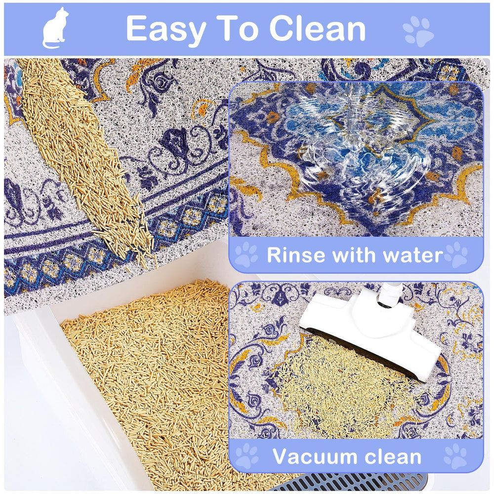 Glittme cat litter mat XXL pattern design adds playful decor while staying practical