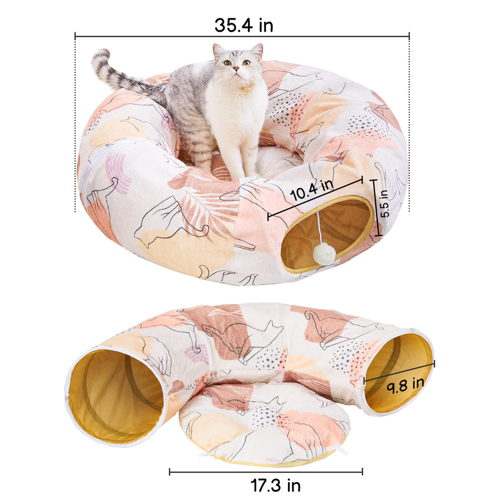 Glittme Cat Tunnel Bed folds flat for easy storage after use.