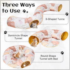 Glittme Cat Tunnel Bed S-shape setup enables multi-point entry and interactive play.